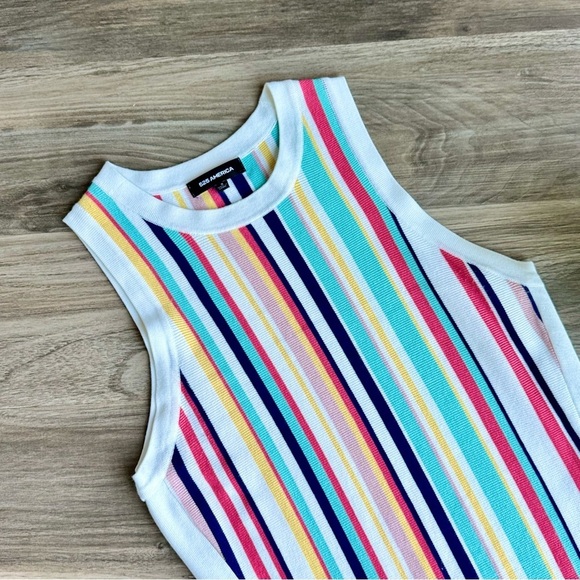 525 America Multicolor Striped Sleeveless Sweater Dress – Size S - Picture 3 of 11